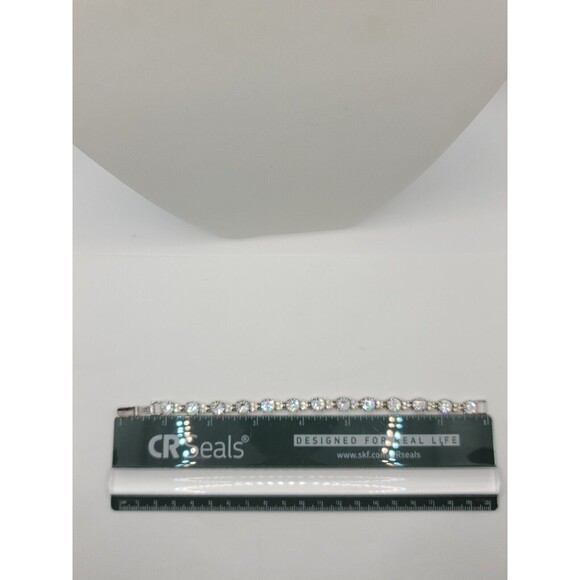 Silver Round CZ Rhinestone ? Tennis Bracelet - Picture 5 of 6